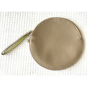 Remi Reid Vegan Leather Circle Wristlet Pouch Bag 9" Clutch